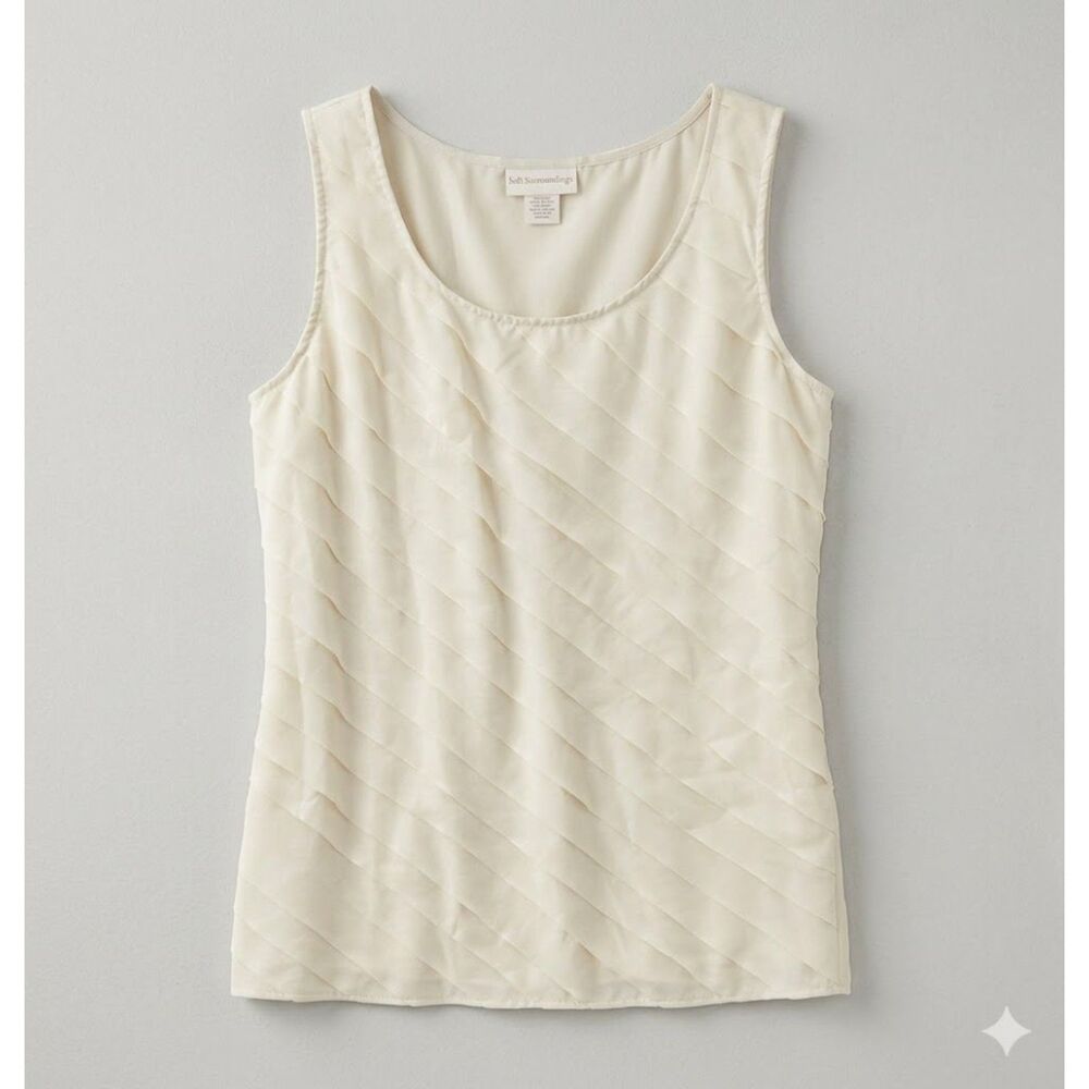 Soft Surroundings Layered 100% Silk Sleeveless Blouse Womens M Evening Career